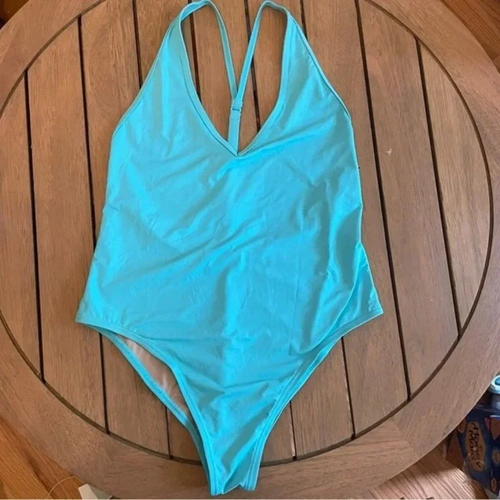 PieceVYB! T-Back Swimsuit‎ NWOT blue tea